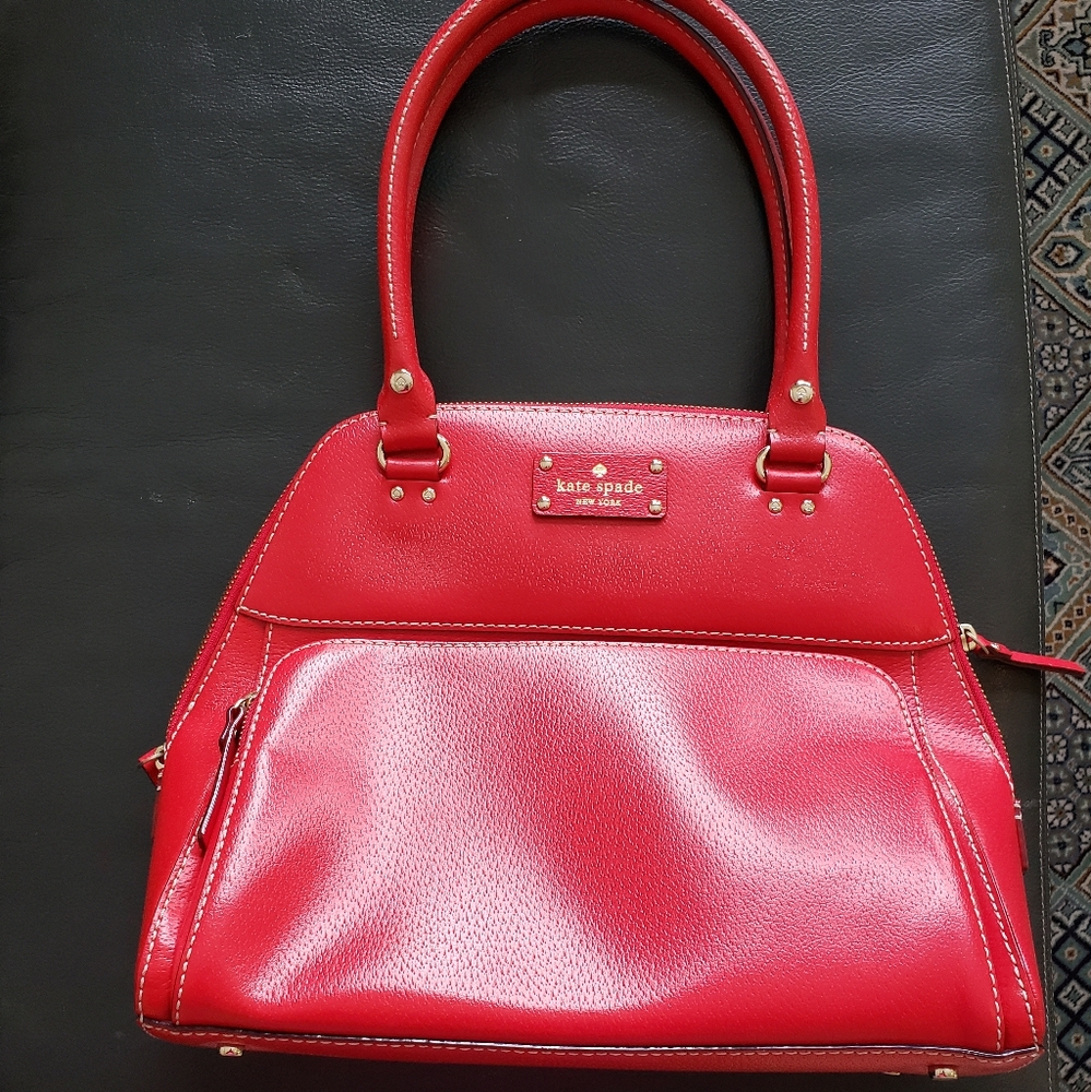 Kate Spade Red Leather Handbag(Wellesley)
